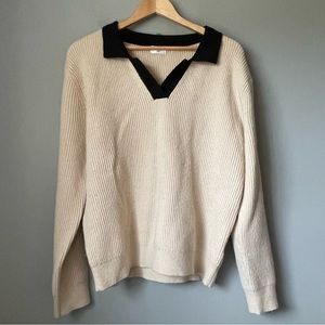 Celine Paris v neck sweater with collar size large wool & cotton blend